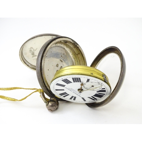 766 - Three various 19thC silver pocket watch to include a pair cased example hallmarked London 1825, make... 