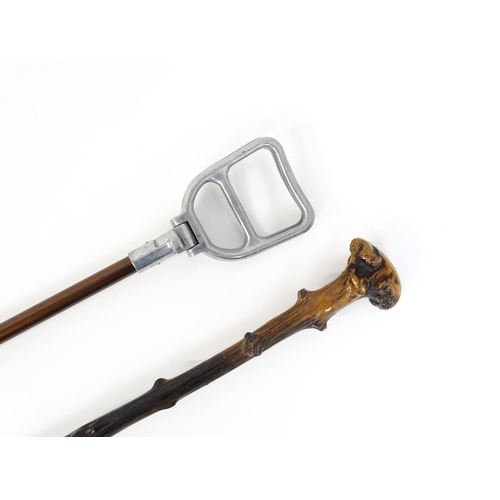 1294 - A late 19thC blackthorn walking stick / cane. Together with The Featherwate shooting stick. Largest ... 