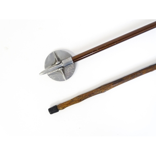 1294 - A late 19thC blackthorn walking stick / cane. Together with The Featherwate shooting stick. Largest ... 