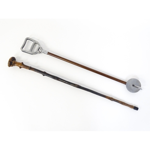 1294 - A late 19thC blackthorn walking stick / cane. Together with The Featherwate shooting stick. Largest ... 