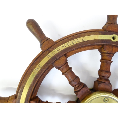 1307 - A mid 20thC ship's wheel from the Southampton-Hythe ferry 'Hotspur IV' (1946), constructed from turn... 