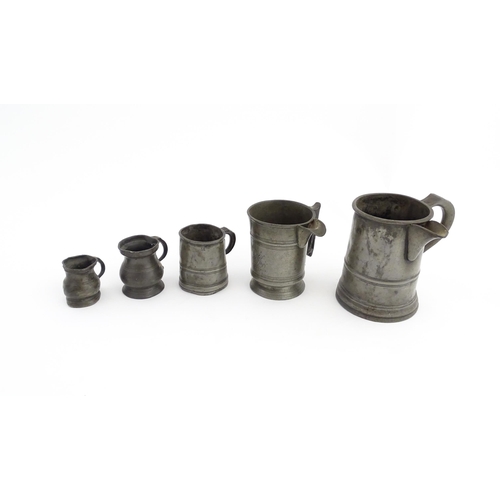 1316 - A quantity of 19thC pewter to include tankards, etc. Makers to include George Farmiloe & Sons, etc. ... 