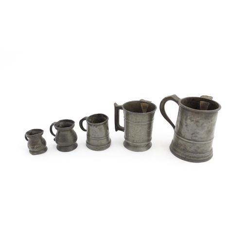 1316 - A quantity of 19thC pewter to include tankards, etc. Makers to include George Farmiloe & Sons, etc. ... 