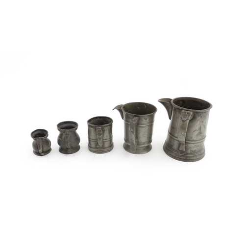 1316 - A quantity of 19thC pewter to include tankards, etc. Makers to include George Farmiloe & Sons, etc. ... 