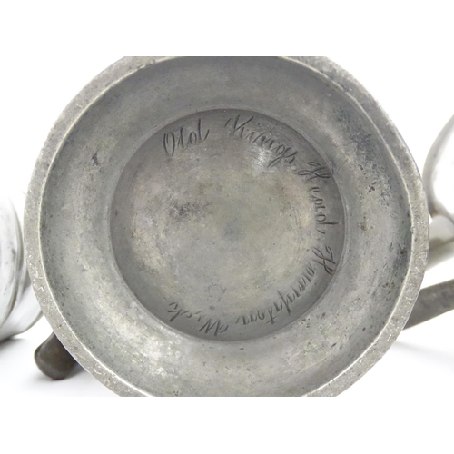 1316 - A quantity of 19thC pewter to include tankards, etc. Makers to include George Farmiloe & Sons, etc. ... 