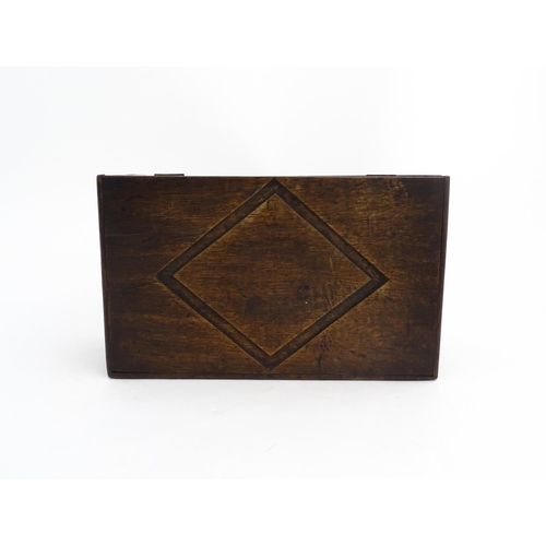 1327 - A late 17th / early 18thC oak box with carved decoration, possibly a Bible box. Approx. 5 1/2