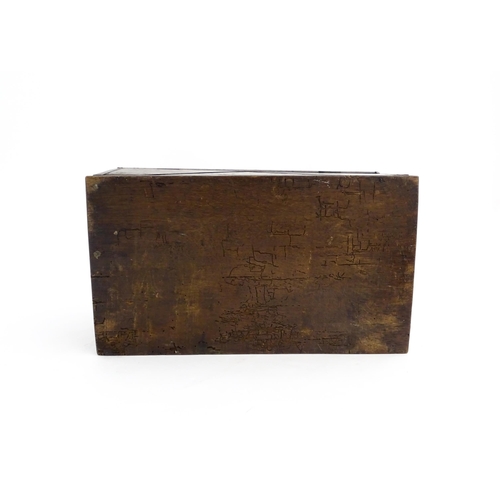 1327 - A late 17th / early 18thC oak box with carved decoration, possibly a Bible box. Approx. 5 1/2