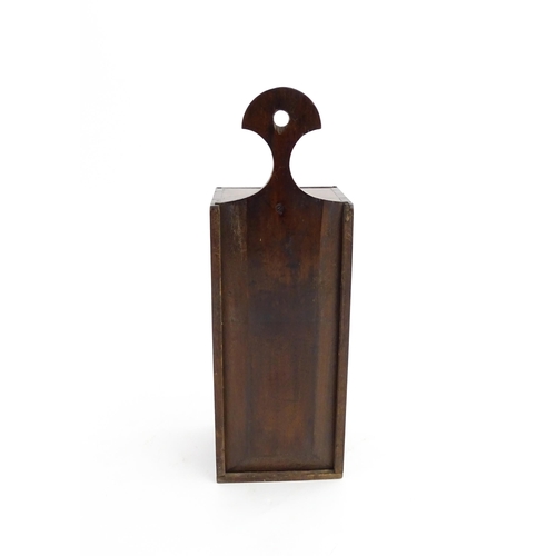 1336 - Treen : An early 19thC mahogany candle box, the sliding front with cushion mould. Approx. 16