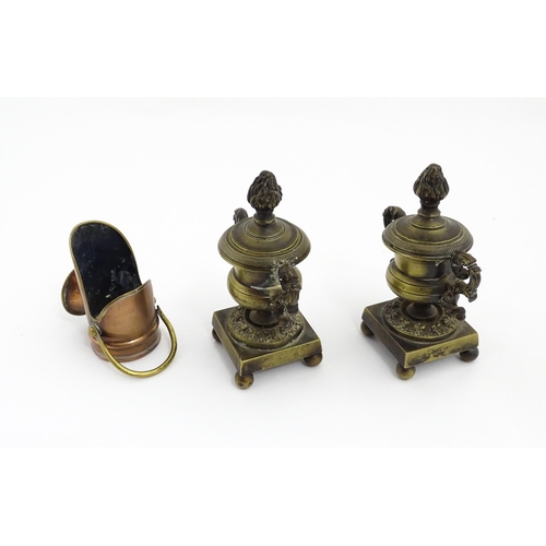 1350 - A quantity of 18thC and later brass wares to include candlesticks, mid drip candlesticks, a pair of ... 