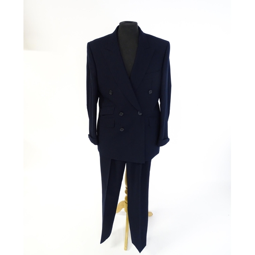 1396 - Vintage fashion / clothing: A gentleman's navy suit by Roderick Charles comprising a double breasted... 