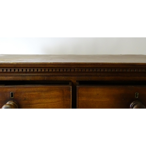 1586 - A late 18thC mahogany chest on chest with a moulded cornice above two short over six long graduated ... 