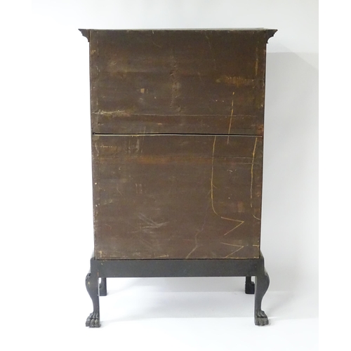 1587 - An 18thC and later mahogany chest on stand with a Greek Key moulded cornice above six graduated draw... 