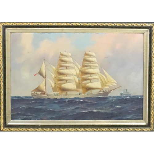 1757 - John Allcott (1888-1973), Australian Marine School, Oil on board, Inverness, A Maritime scene with a... 