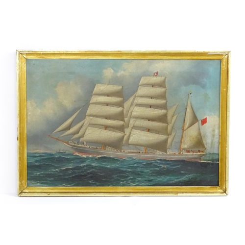 1758 - 19th century, Marine School, Oil on canvas, A Maritime scene with a portrait of a masted barque with... 