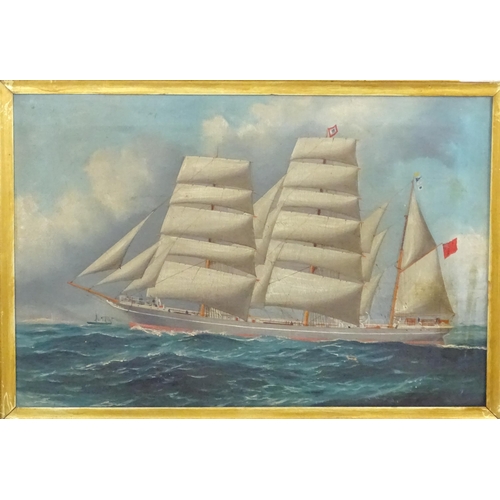 1758 - 19th century, Marine School, Oil on canvas, A Maritime scene with a portrait of a masted barque with... 