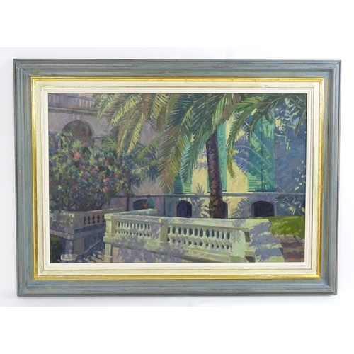 1764 - Annabel Gosling (b. 1942), Oil on canvas, The Terrace, Menton, France. Signed lower right. Approx. 2... 