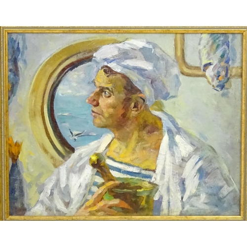 1769 - Fyodor / Fedor Mikhailovich Baranovsky (1924-2001), Oil on canvas, A portrait of a chef holding a pe... 