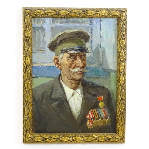 1771 - Mikhail Frolovich Grachev (1913-2003, Oil on card, A Portrait of a Defender of the Caucasus with mil... 