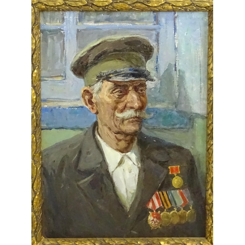 1771 - Mikhail Frolovich Grachev (1913-2003, Oil on card, A Portrait of a Defender of the Caucasus with mil... 