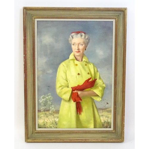 1785 - Anthony Devas (1911-1958), British School, Oil on canvas, A portrait of a lady wearing a yellow coat... 