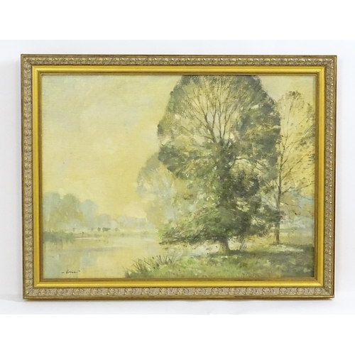 1798 - Stanley Orchart (1920-2005), English School, Oil on canvas, An English river landscape with trees. S... 