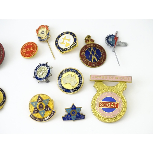 772 - Trade Union Interest: a quantity of assorted badges, pins, etc. to include Australian Tramway & Moto... 