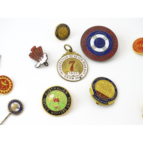 772 - Trade Union Interest: a quantity of assorted badges, pins, etc. to include Australian Tramway & Moto... 