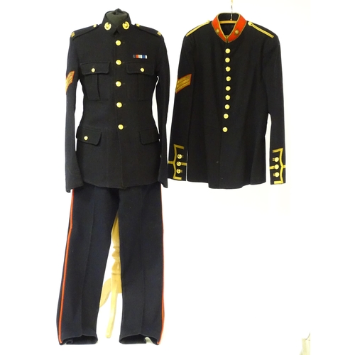 799 - Militaria : a mid 20thC British Army Royal Marines Band Musician Sergeant's No-1A dress blues tunic,... 