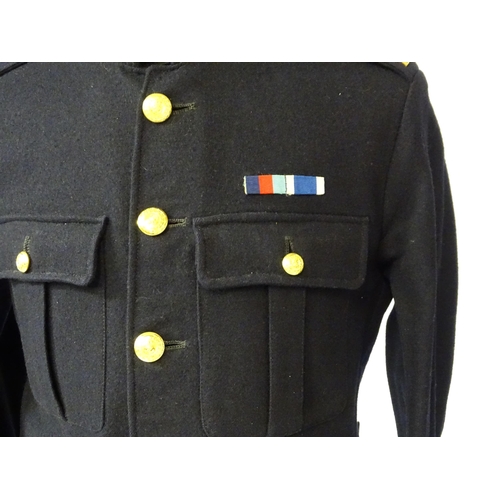 799 - Militaria : a mid 20thC British Army Royal Marines Band Musician Sergeant's No-1A dress blues tunic,... 