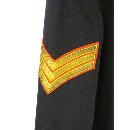 799 - Militaria : a mid 20thC British Army Royal Marines Band Musician Sergeant's No-1A dress blues tunic,... 