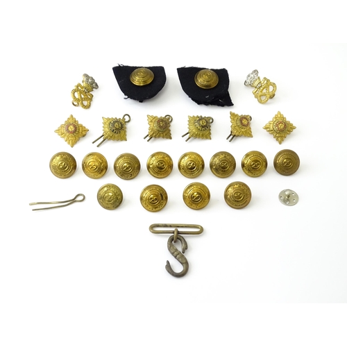 809 - Militaria : a quantity of North Staffordshire Regiment insignia, comprising a pair of collar badges ... 