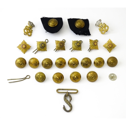 809 - Militaria : a quantity of North Staffordshire Regiment insignia, comprising a pair of collar badges ... 