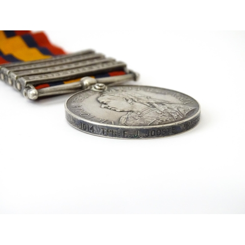 812 - Militaria , Boer War : a Queen's South Africa medal awarded to 1014 Trooper F. J. Jooste , Driscoll'... 