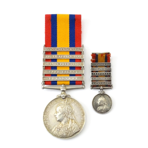 814 - Militaria , Boer War : a Queen's South Africa medal  and miniature medal, awarded to 670 Trooper R. ... 