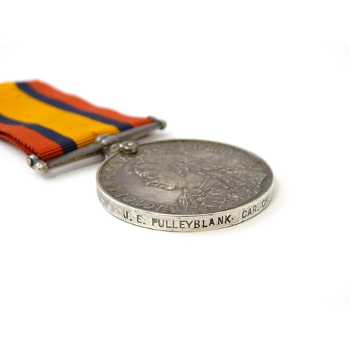 815 - Militaria , Boer War : a Queen's South Africa medal  , awarded to J. E. Pulleyblank , Carpenters Cre... 