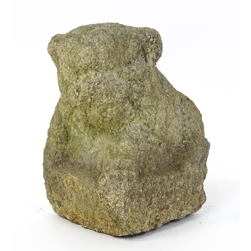 1066B - Garden & Architectural : A Chinese stone foo dog / guardian temple lion. Approx. 12 3/4