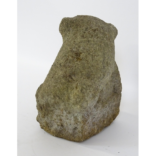 1066B - Garden & Architectural : A Chinese stone foo dog / guardian temple lion. Approx. 12 3/4