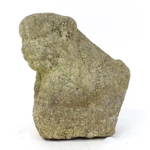 1066B - Garden & Architectural : A Chinese stone foo dog / guardian temple lion. Approx. 12 3/4