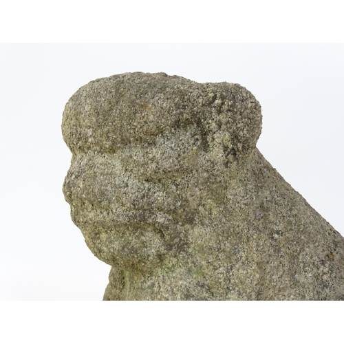 1066B - Garden & Architectural : A Chinese stone foo dog / guardian temple lion. Approx. 12 3/4