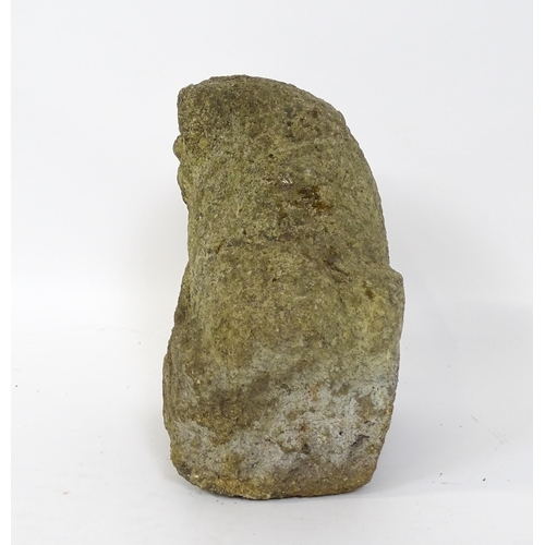 1066B - Garden & Architectural : A Chinese stone foo dog / guardian temple lion. Approx. 12 3/4