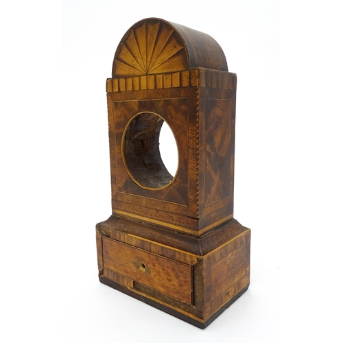 1492 - A 19thC mahogany pocket watch stand with marquetry detail. Approx. 8 1/2