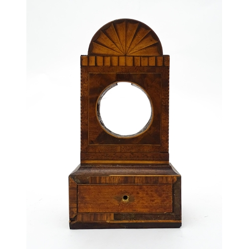 1492 - A 19thC mahogany pocket watch stand with marquetry detail. Approx. 8 1/2