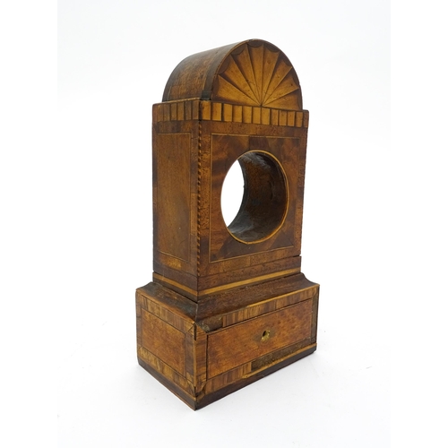 1492 - A 19thC mahogany pocket watch stand with marquetry detail. Approx. 8 1/2