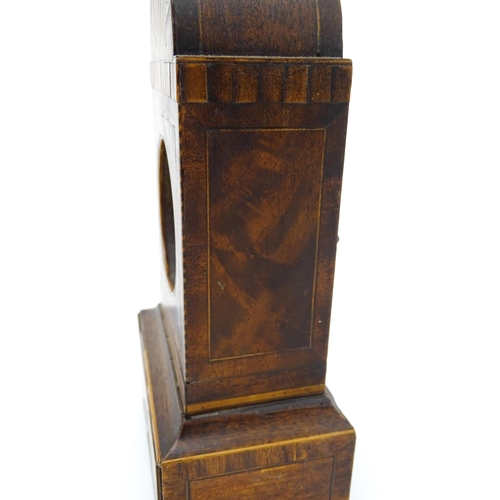 1492 - A 19thC mahogany pocket watch stand with marquetry detail. Approx. 8 1/2