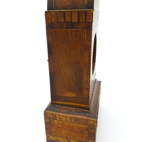 1492 - A 19thC mahogany pocket watch stand with marquetry detail. Approx. 8 1/2