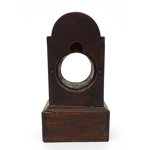 1492 - A 19thC mahogany pocket watch stand with marquetry detail. Approx. 8 1/2