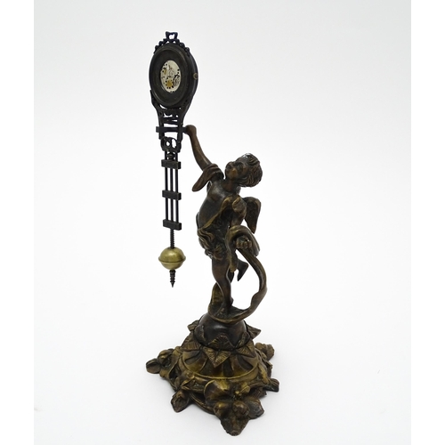 1497 - A 20thC mystery clock / swing clock base formed as a Classical boy. The whole approx. 12 1/2