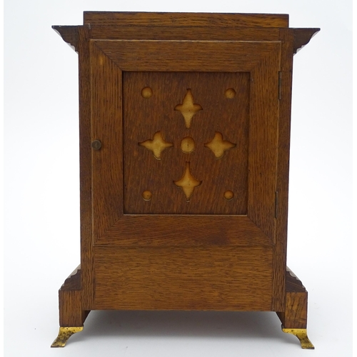 1504 - A German oak cased 8 day mantel clock, the movement marked Lenzkirch and striking on a gong. Approx.... 