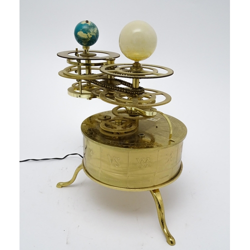 1509 - A reproduction / model electric powered orrery / tellurion clock. Approx. 14