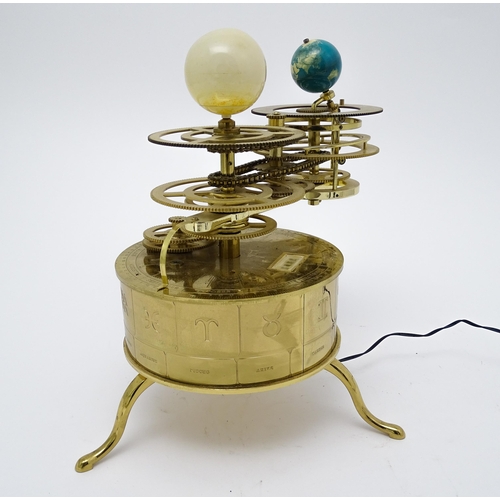 1509 - A reproduction / model electric powered orrery / tellurion clock. Approx. 14